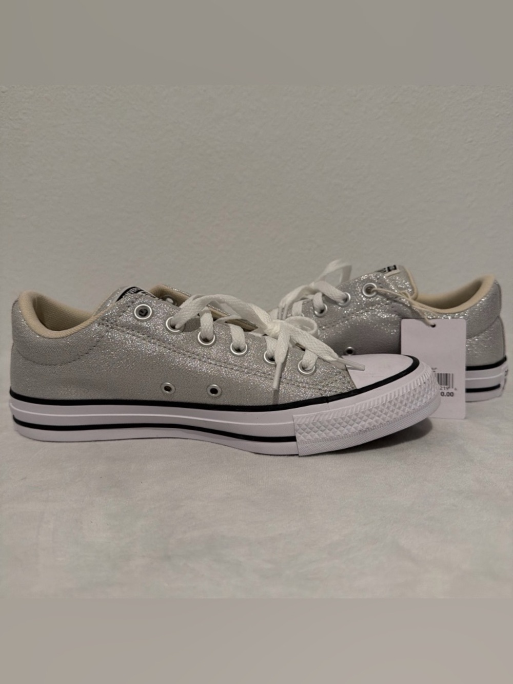 Converse Men’s Silver Glitter Low Top Sneakers - Picture 2 of 4